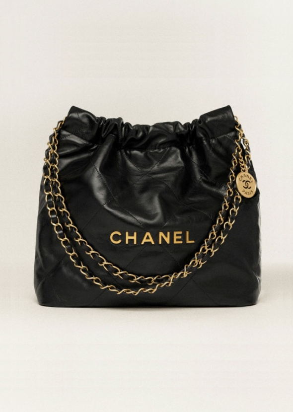 샤넬 22 스몰 카프스킨 블랙 금장