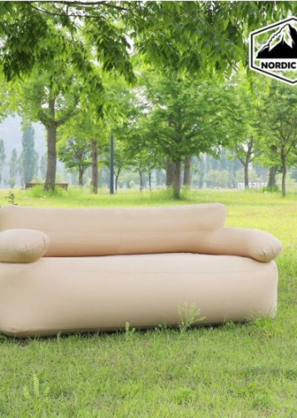 [노르딕 캠프] 어반 화이트 더블 에어소파 (2~3인) - 무선에어펌프 탑재